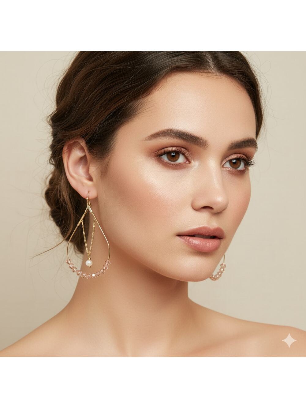 Mia Gold Faux Pearl & Bead Teardrop Dangle Hook Earrings Handmade Kim Min Sunâ